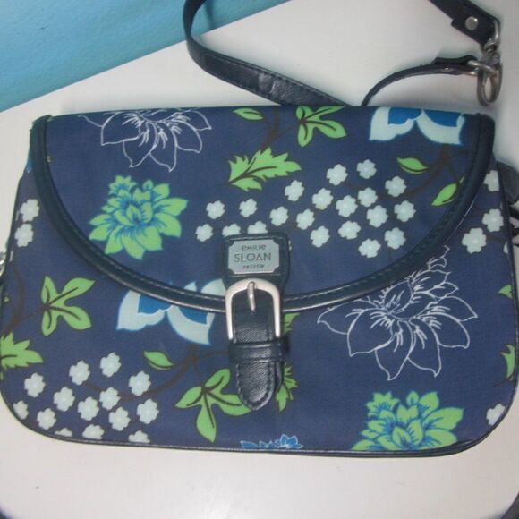 Emilie Sloan Blue Floral Crossbody Bag - Picture 9 of 11